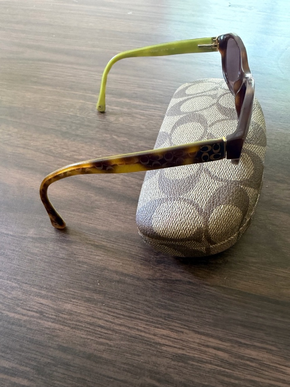 COACH Brown Gradient Lens Sunglasses with Lime Green Arms - Picture 9 of 10